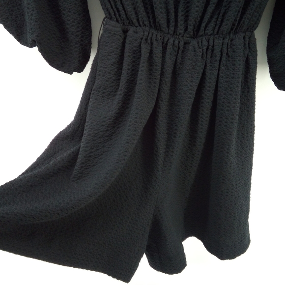 Anthropologie Romper Black Texured Puffy Bubble Sleeves  XS by Anthropologie - Picture 9 of 15